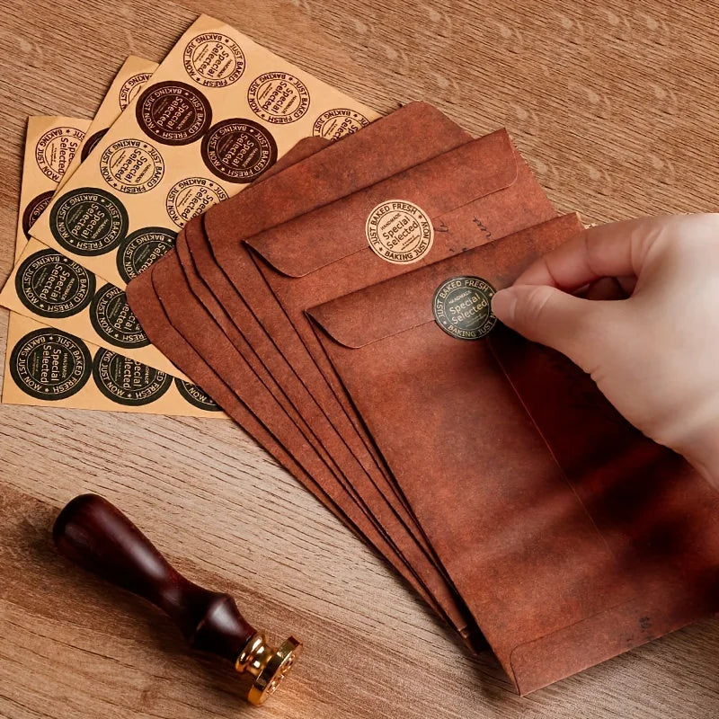 10Pcs Vintage Kraft Envelopes Self-Adhesive Blank Invitation Envelopes for Wedding Party DIY Crafts