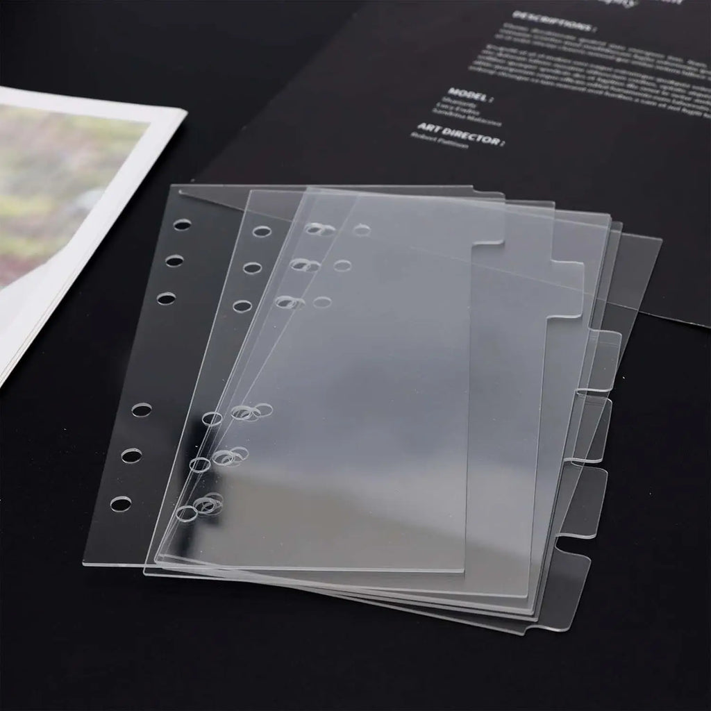A5/A6/A7 Binder Dividers Planner Insets 6 Tabs Clear Thick Acrylic Index Divider/Cover  Refillable Page Protectors for 6 Ring