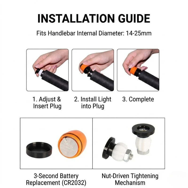 2Pcs Bicycle Handlebar Plug LED Light Intelligent Turn Signal Waterproof MTB Bar End Warning Lamp Night USB Rechargeable
