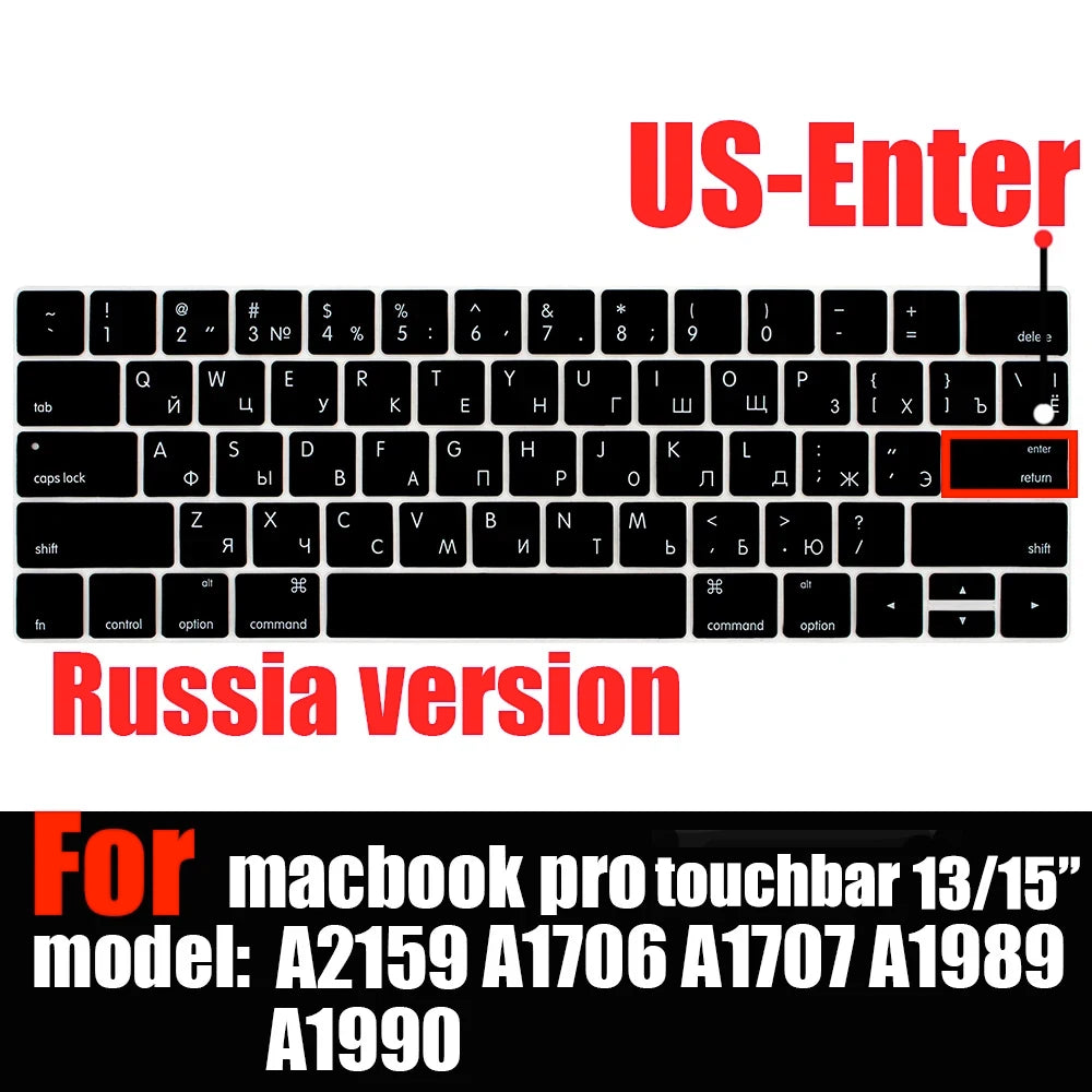 Keyboard Cover Skin for MacBook Pro with Touch Bar 13" and 15" ( Model Number A2159 A1706 A1707 A1989 A1990, 2016-20129 Release)