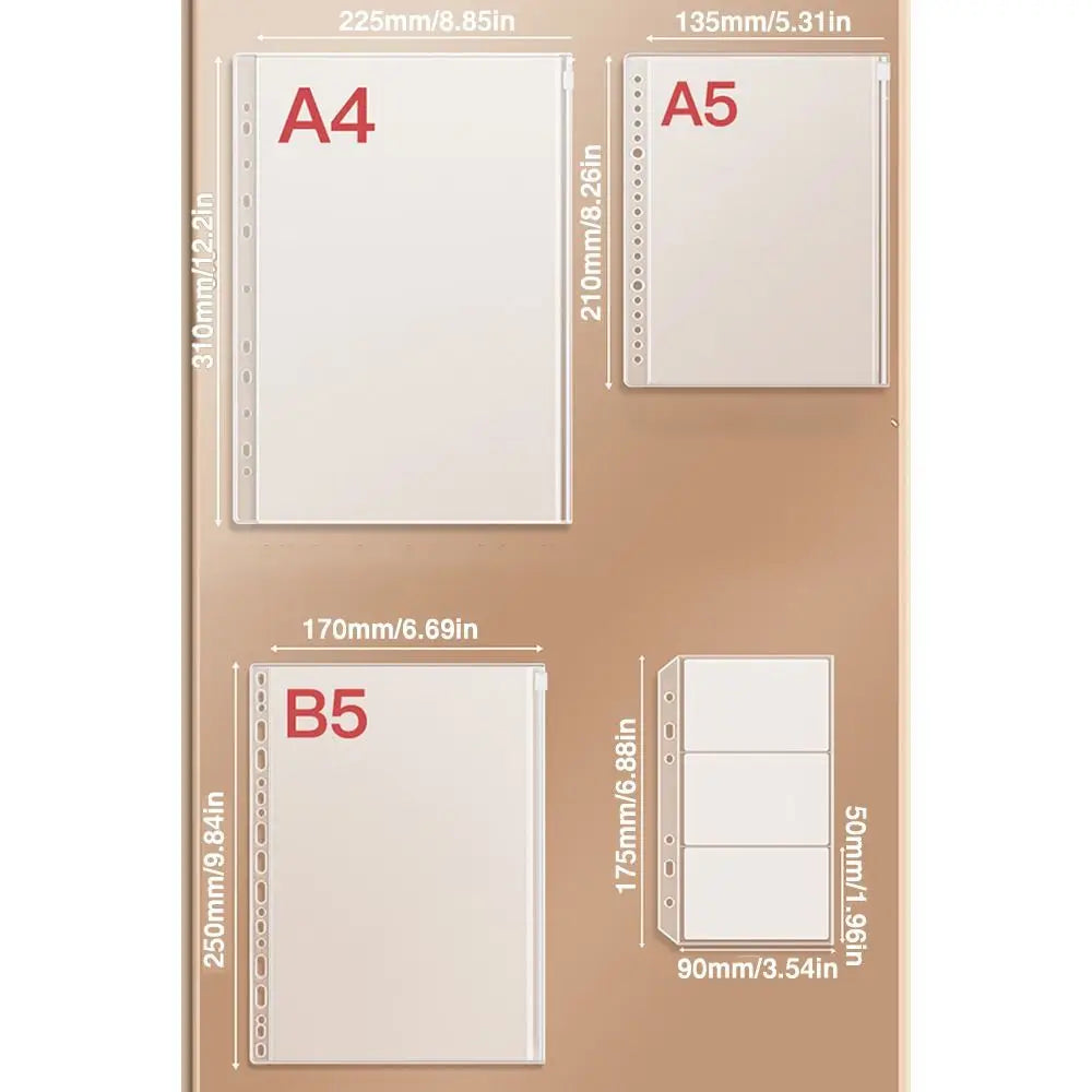 Multifunctional PP Storage Booklet Loose Leaf A4/A5/B5 Binder Family ID Storage Bag Dustproof Photo Album School