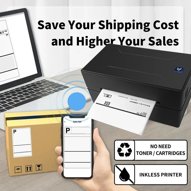 Marklife Thermal Printer Black Bluetooth Inkless HD Printer Maker Compatible Mac,iOS,Windows For School Office Small Business