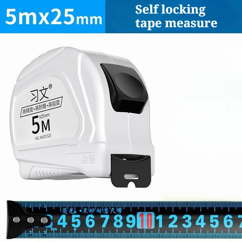 Classic Blue Light Self-Locking Steel Tape Measure 5m/7.5m/10m for Ultra Wide and Ultra Thick Decoration Construction