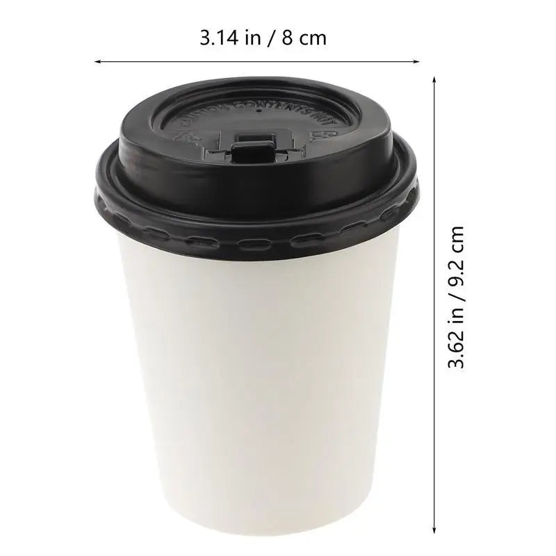 50pcs Disposable Coffee Cups Insulation Takeaway Double-Layer European Style Simplicity Paper Cup With Lid (8/12oz, 280/350ml)