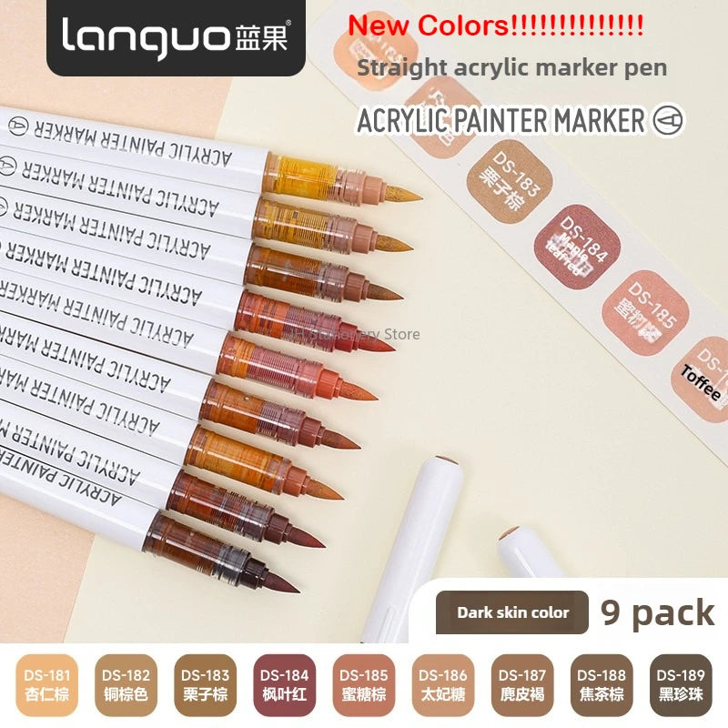 LANGUO 240/9 Colors Acrylic Color Markers Direct Liquid Paint Marker Pen DIY Drawing with Storage Box School Supplies Stationery