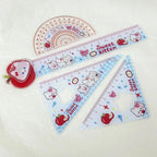 4pcs New Acrylic Ruler Set Red Kitten/Green Puppy Measurement Drawing Stationery Straight Ruler Set Square School Office