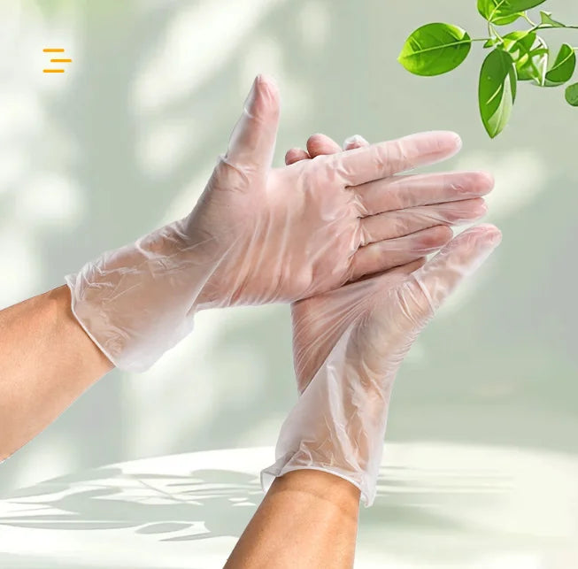 100pcs Transparent disposable latex gloves, suitable for kitchens, bathrooms, pet care, beauty, hair care and hotels, etc