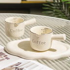 Espresso Coffee Ceramic Small Milk Cup Wth Scale Coffee Measuring Cup Extraction Cup With V-Shaped Mouth Pitcher