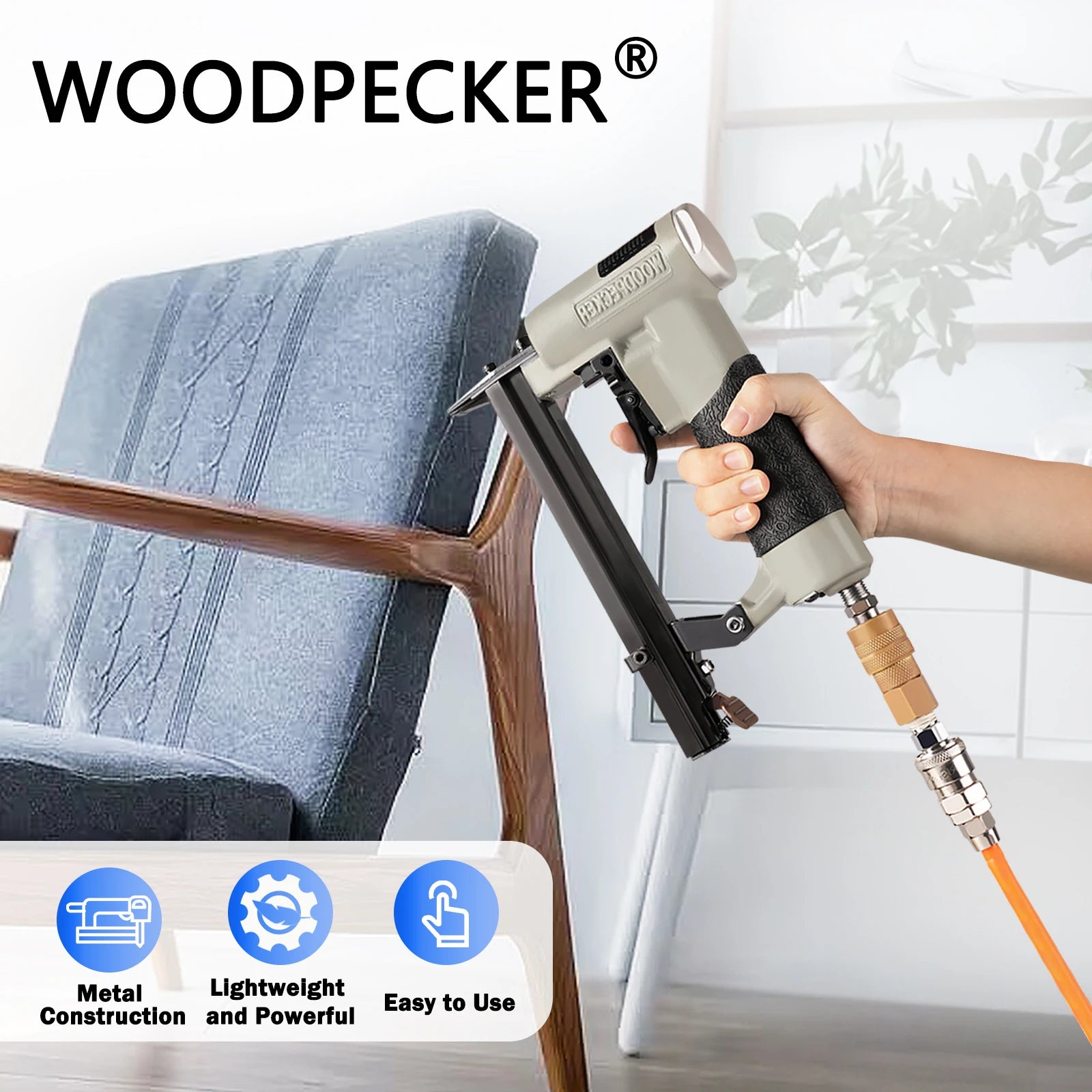 8016 21 Gauge Continuous Pneumatic Firing Upholstery Stapler 8016 Fine Wire Stapler for Woodworking  Picture Frames Cabinets