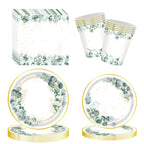 20pcs Disposable Tableware Such As Green Ink Party Sage Themed Paper Cups Plates Tissues Knives Birthday Party Decorations