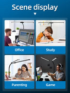 Double Head LED Desk Lamps Led Computer Monitor Light Stepless Dimmable USB Table Lamp for Office Study Reading Lighting Fixture
