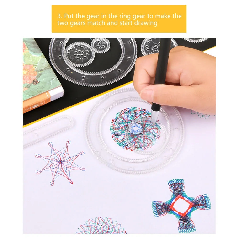 22pcs Spirograph Ruler Set Geometric Ruler Mathematical Roulette Drawing Tools Learning Painting Creative Educational Art Tool