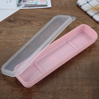 Portable Travel Tableware Storage Box with Transparent Cover Utensil Organizer for Outdoor School Home Dinnerware Kit