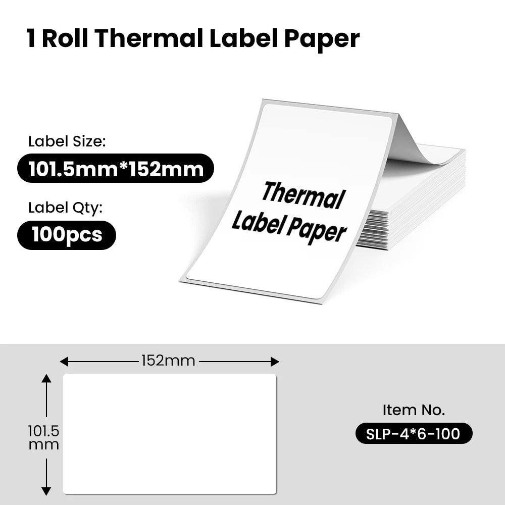 Phomemo 4X6 Adhesive Thermal Shipping Label 500 Labels per Stack - 4x6 FanFold Thermal Labels for 241bt Shipping Label Printer