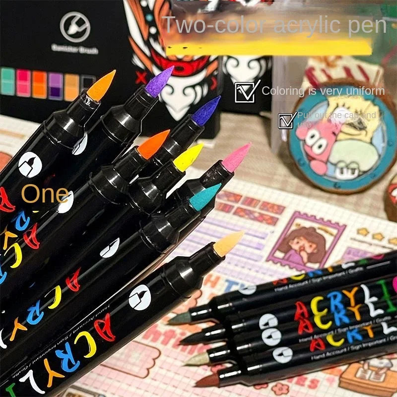 Professional Art Use 24-120Colors Acrylic Paint Markers, Dual-Tip Fine and Brush Tip Pens, Suitable for Stone, Wood, Calligraphy