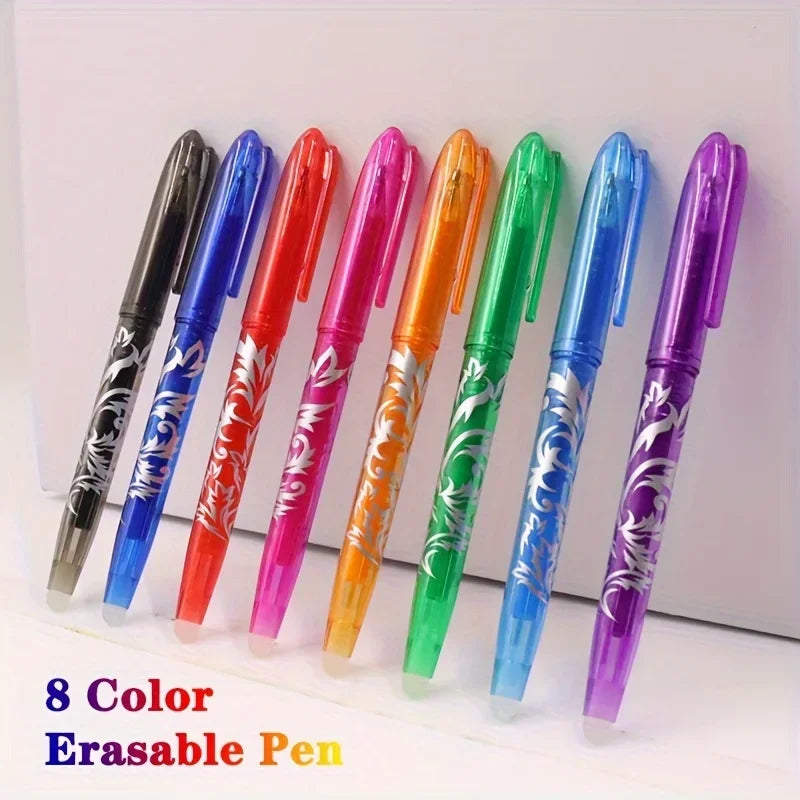 8/4pcs Erasable Gel Pen  Multi-Color0.5mm Tip Painting Writing Drawing School Black Blue Red Pink Orange Green Purple Light Blue