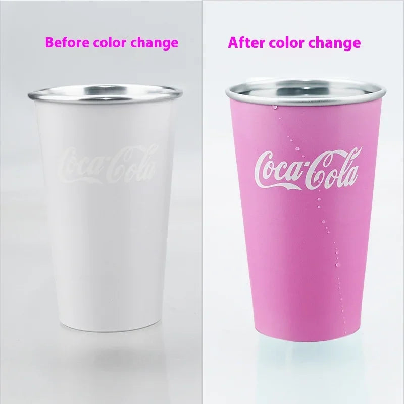 470ml Portable Aluminum Mug-CocaCola Cups ColorChanges When Cool Perfect for Cold Sensation Outdoor Camping Beer Cold DrinksCup