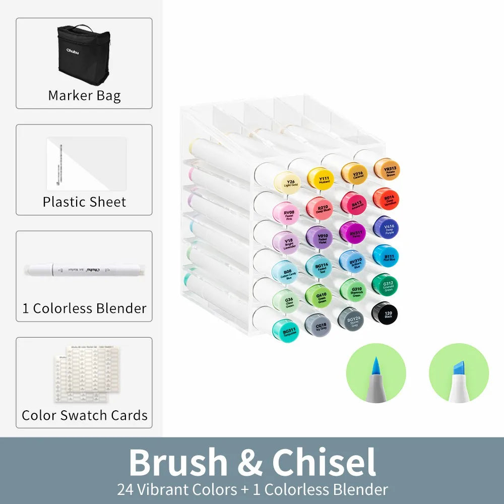 Ohuhu Honolulu Marker Pen Set Color Markers Alcohol Art Markers Refillable Dual Tips Sketching Drawing Manga School Art Supplies