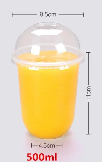 100PCS Plastic Cups With Dome Lids for Iced Cold Drink Coffee Tea Smoothies Sodas Water Party Disposable Tableware dessert cups
