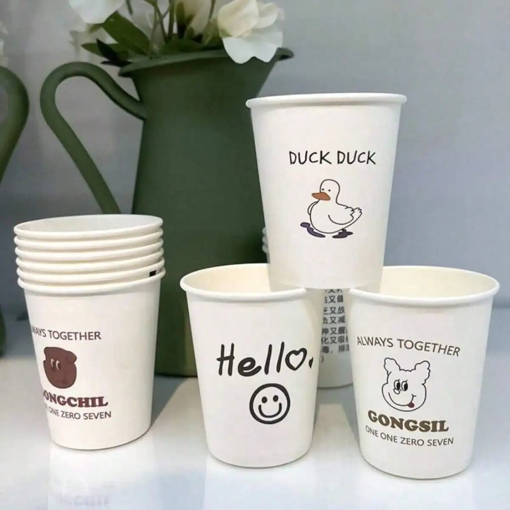 10/50pcs Simple Style Paper Cups, Thickened Drinkware, Anti-Leak 250ML, Home Gatherings, Outdoor Camping, Office Disposable Cups