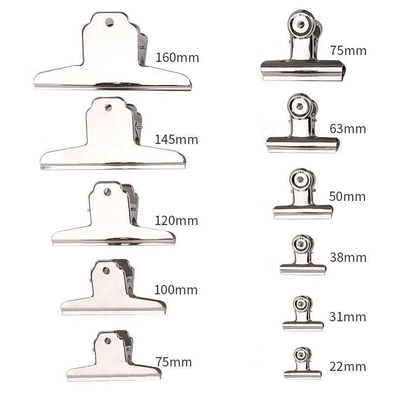 6Pcs Stainless Steel Round Clamps Strong Multi-specification Mountain-shaped Clamps Dovetail Clamps Bill and Document Clamps