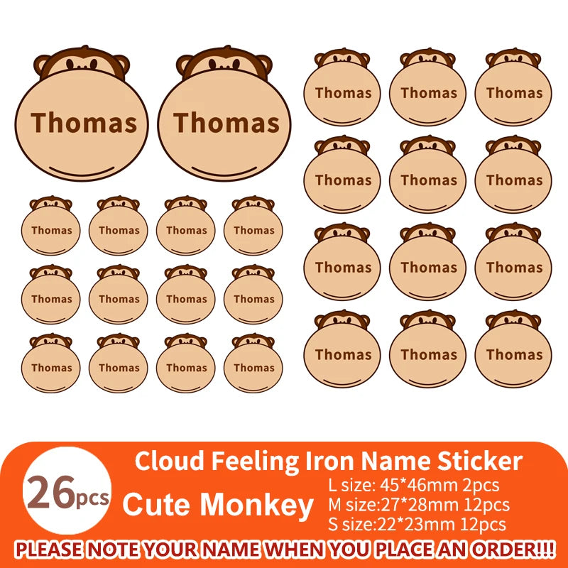 Multi Style Personalized Embroidery Name Sticker Clothes Label Decals Washable Iron On Tags Children Uniform Stickers Custom