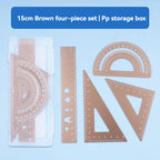 4 In 1 Aluminum Alloy Ruler Stationery Set Aluminum Alloy Multifunctional Combination Ruler for Drawing Ruler Set