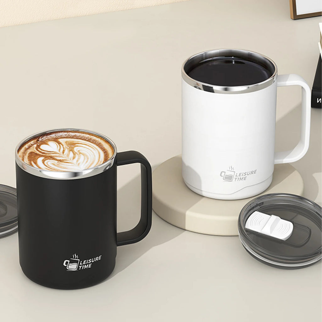 WORTHBUY 304 Stainless Steel Double Wall Insulated Coffee Mug With Handle Portable Sealed Water Cup Large Capacity Drinking Cup