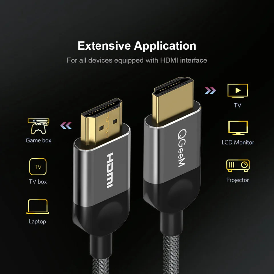 QGEEM HDMI-Compatible Cable HDMI to HDMI 2.0 Cable 4K for Xiaomi Projector Nintend Switch PS4 Television TVBox xbox Cable HDMI