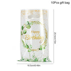 Green Eucalyptus Leaf Disposable Tableware Paper Plate Cup Napkin Banner Kids Adult Happy Birthday Birthday Party Decor Supplies