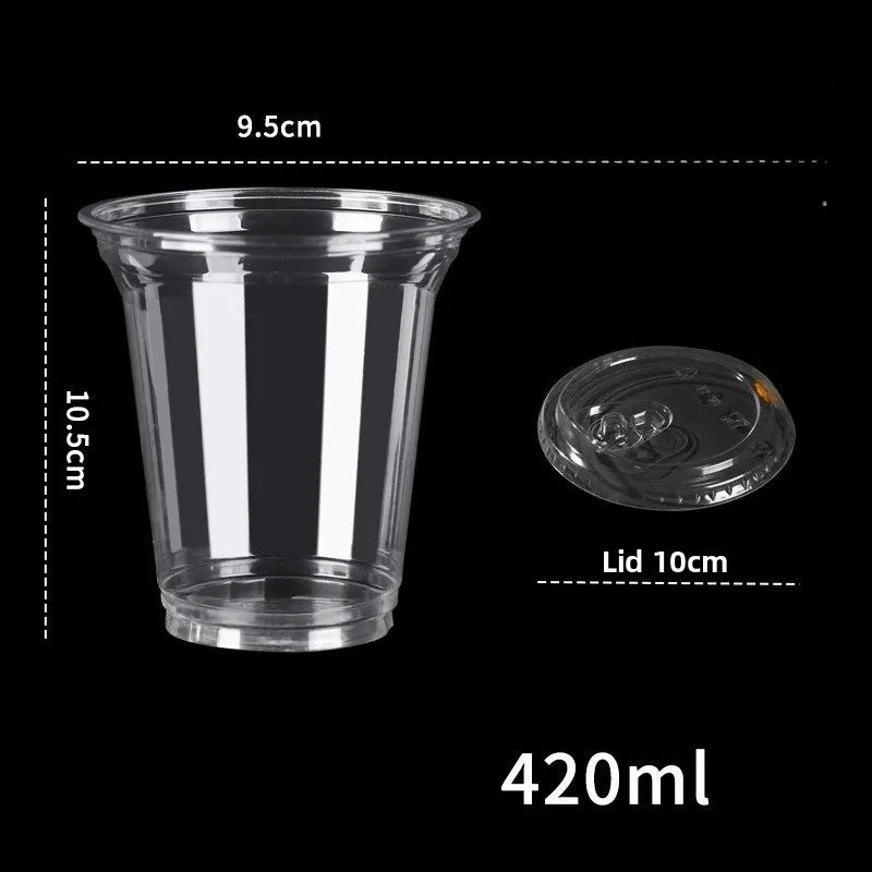 12/16/20oz Disposable Transparent Plastic Cup Leakproof Shatterproof Fit For Milk Bubble Tea Coffee Beverages Daily Use