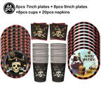 Pirate Party Paper Plate Cup Napkin Party Tableware Pirate Party Decor Pirate Ship Bone Dinnerware Supplies for Adult Kids Decor