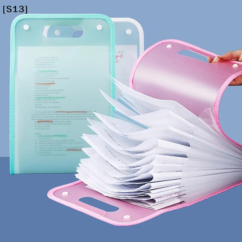 13 Pocket File Folders Portable A4 Letter Size Macaron Color Accordian Document Organizer Classroom Office Home Storage[S13]