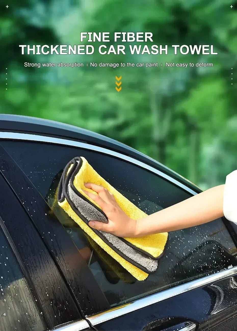 Car Microfiber Cleaning Towels Thicken Double Layer Soft Drying Cloth Towel Car Care Detailing Towel Wash Rags