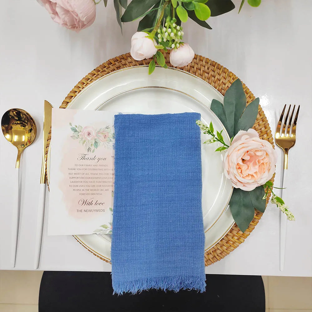 6PCS 43x43cm Dinner Table Rustic Decor Muslin Tea Towels, Birthday Decore Retro Cotton Cheesecloth, Cotton Gauze Wedding Napkins