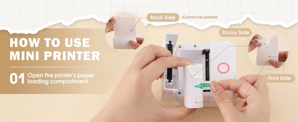 Thermal Mini Printer, Portable Inkless Sticker Maker,Bluetooth Free Cut Small Pocket Printer for Children DIY 57mm Photo Print