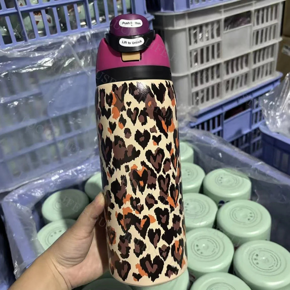 Portable Fruit Car Cup Thermoses Summer Soccer Stainless Steel Insulated Cup 32OZ Large-capacity Football Water Bottles