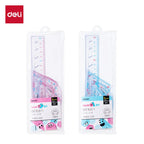 Deli 4pcs/set Transparent Soft Ruler Flexible Straight Triangle Rulers Protractor for Home Office Drawing Maths Measuring Tool