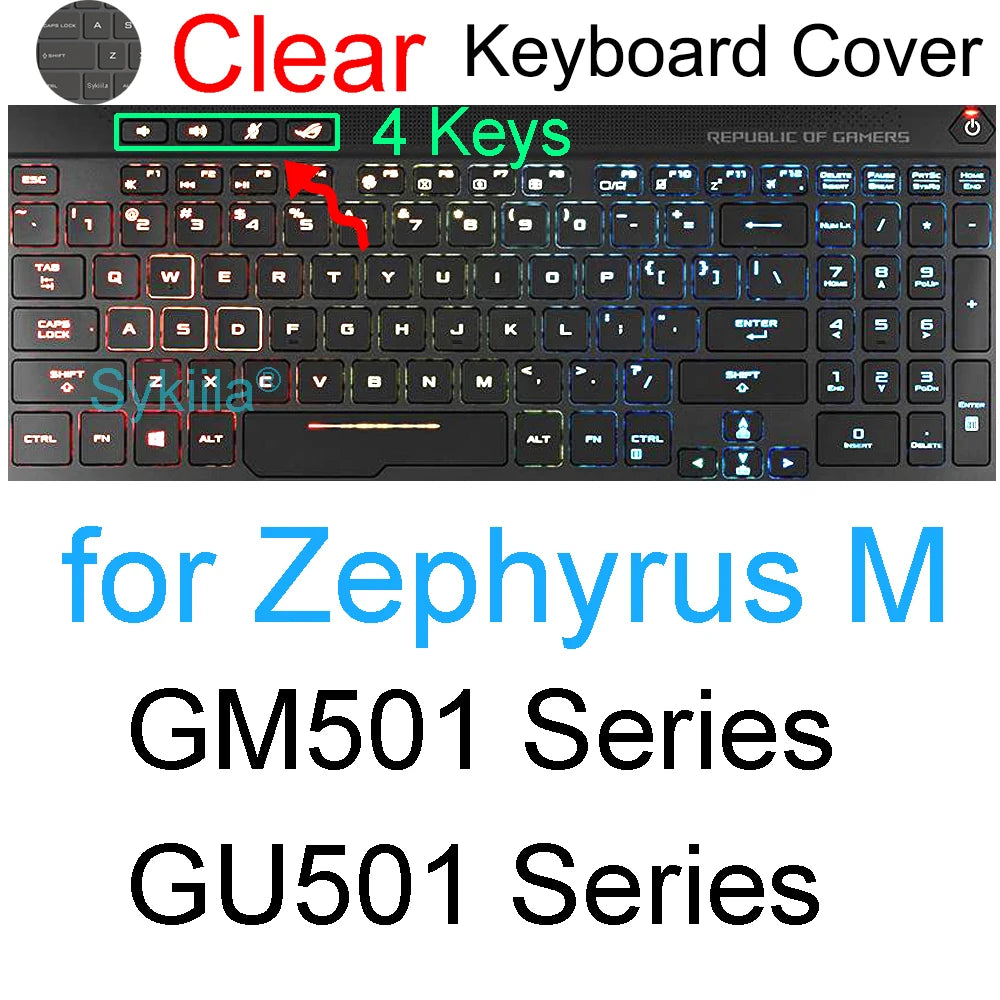 Keyboard Cover for ROG Zephyrus G14 G15 G16 M15 M16 S15 S17 G M S Duo GU605 GA605 GA503 GA403 Silicone Protector Skin Case