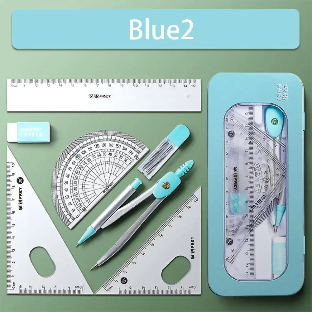New 7Pcs/Set Professional Back to School Mathematical Rulers Set Compass Ruler Multi-function Drawing Tools Students Stationery