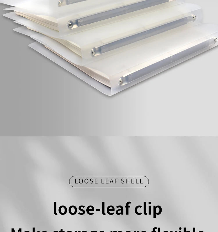 3Pcs Frosted Transparent A4 Loose Leaf Binder 3 Hole Punchless Snap Button File Folder Office School Document Storage Organizer