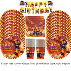 108*180cm Fireman Sam Party Supplies Disposable Tablecloth Firefighter Plastic Table Cover Fire Truck Birthday Decoration