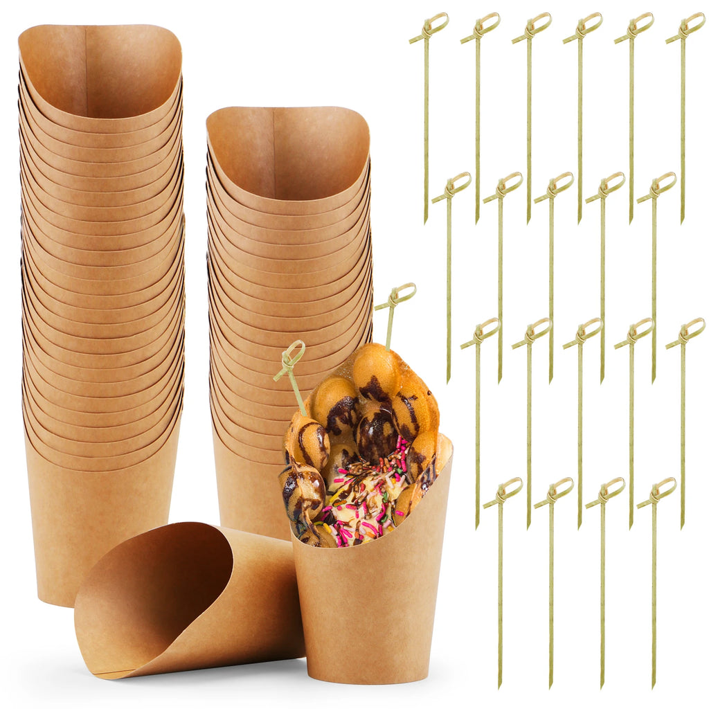50Pcs French Fries Holder Disposable Kraft Paper French Fry Cup Charcuterie Cup Snack Dessert Potato Chips Box Party Supplies