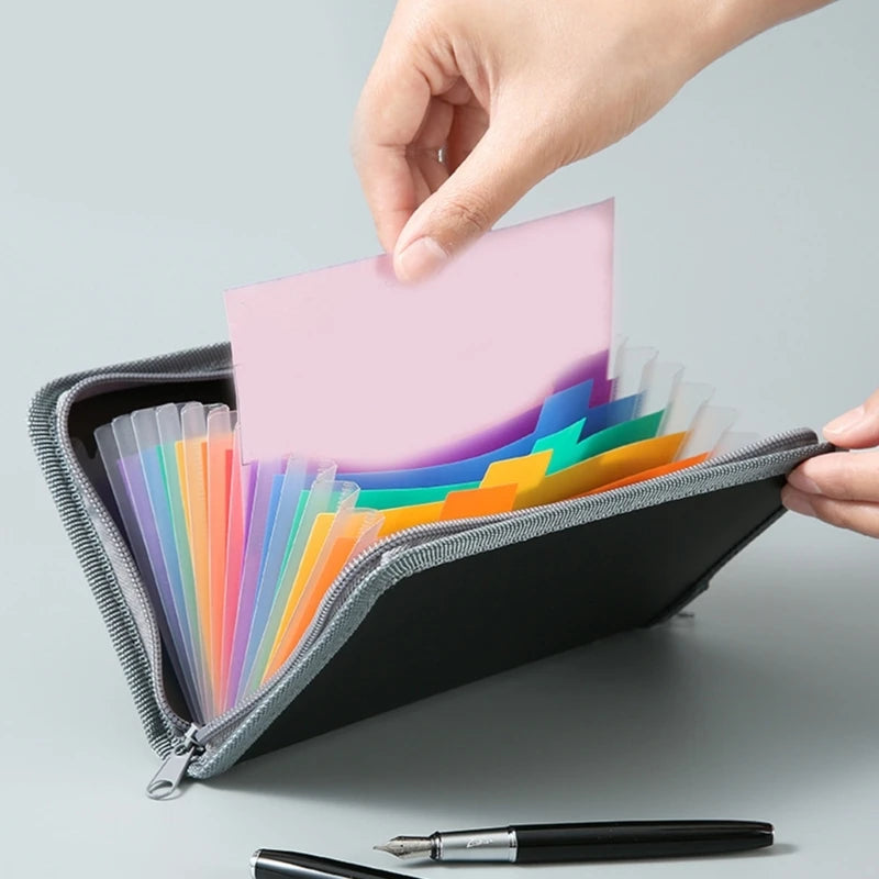 Small Expandable File Folder Zippered Accordion Folder 13 Pocket Receipt Coupon Organiser for Receipts, Coupons and Tickets
