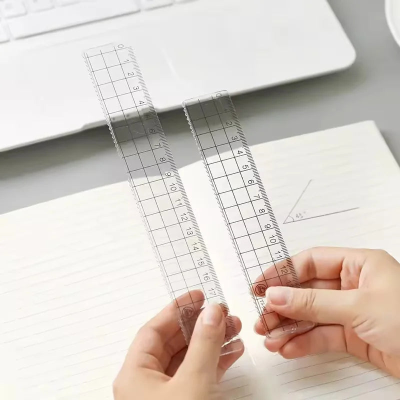 20CM Minimalist Unprinted Straight Edge Transparent Square Acrylic Plastic Multifunctional Student Scale Stationery Supplies