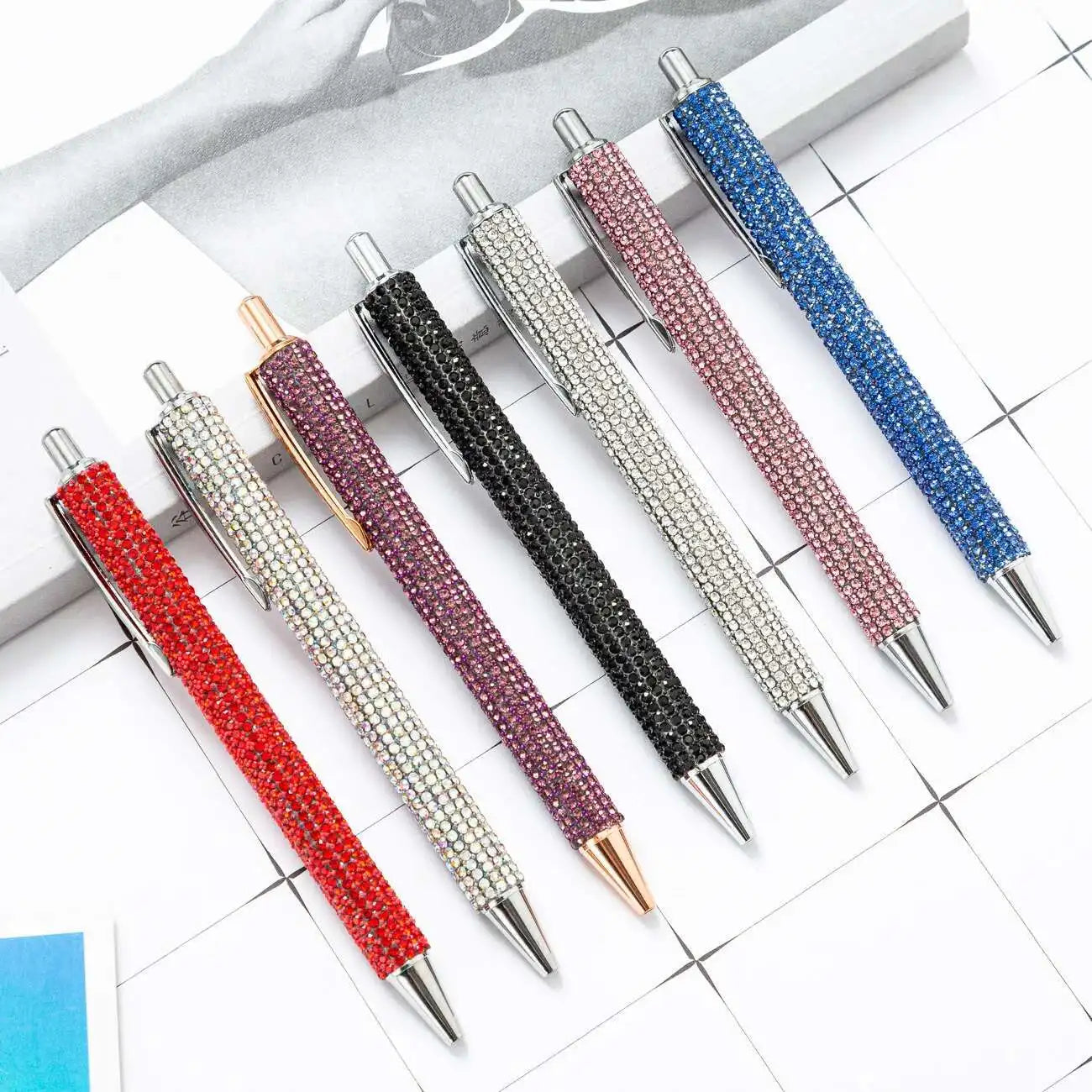 1 Piece Lytwtw's Ballpoint Pen Luxury Rhinestone Cute Wedding Rose Gold Metal Stationery School Office Supply High Quality Pens