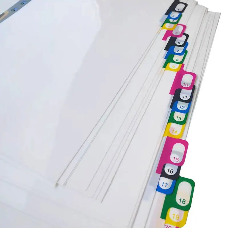 5/10/20Sheets/Lot A4 Divider Index Page Tab Cards For 11-Holes Ring Binders Notebooks Stationery Bookmark School Office Supplies