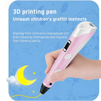 3D Pen With LCD Screen Compatible PLA Filament Toys 3D Drawing Printing Pen for Children DIY Christmas Birthday Gift