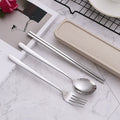 3pcs 410 Stainless Steel Portable Cutlery Set Mirror Polished Edge Rounded Comfortable Knife Fork And Spoon Three Piece Set