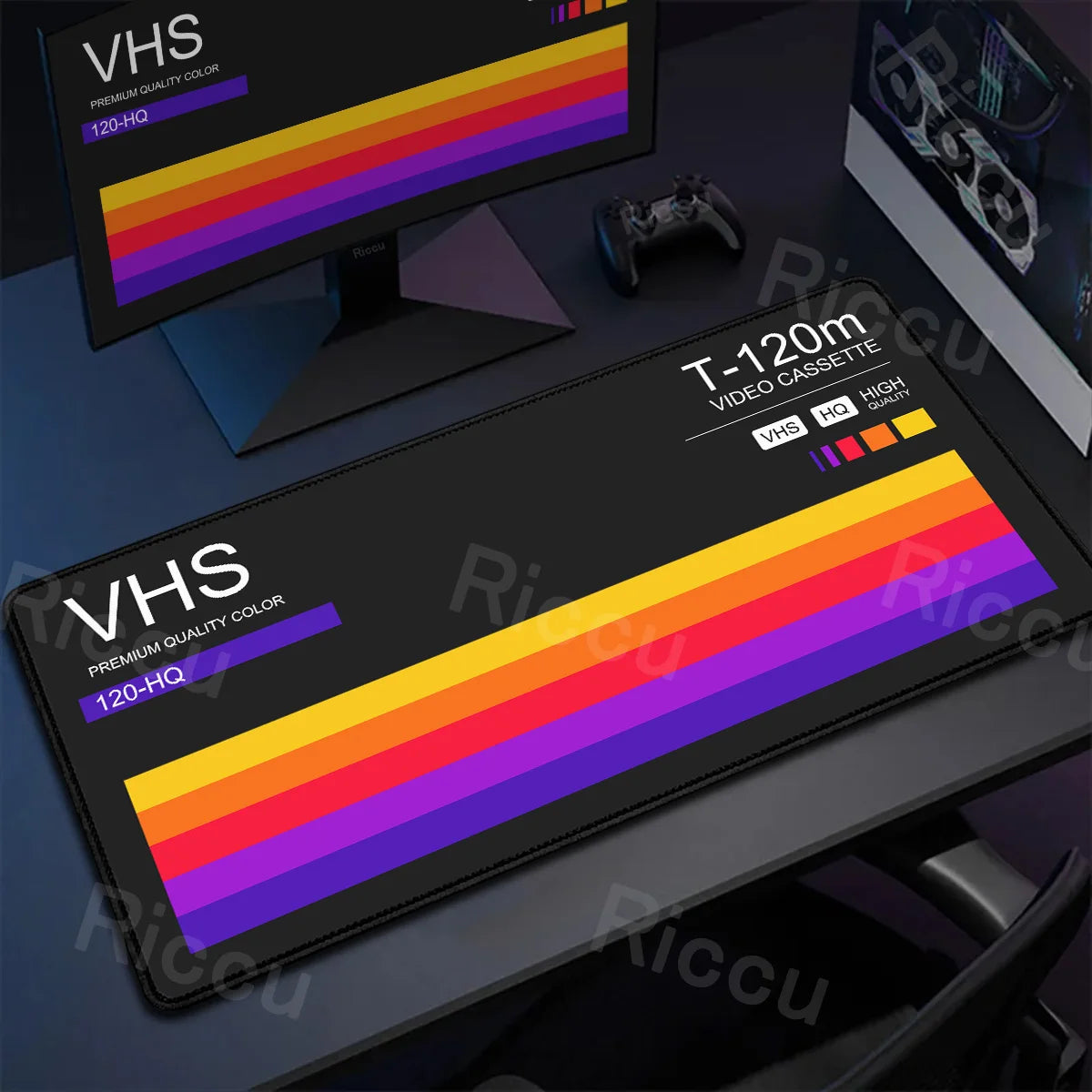 Retro VHS Style Mouse Pad Xxl Computer Large Size Mousepad Non-slip Gamer Keyboard Mausepad 90x40cm Art Design HD Deskmat Carpet